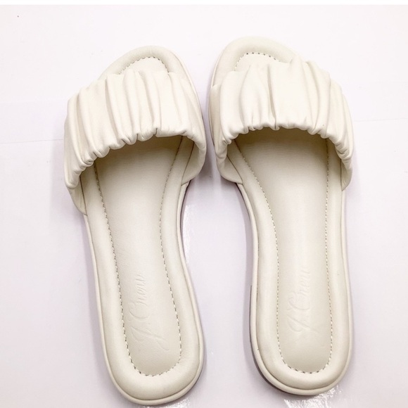 J.Crew Menorca scrunchie-strap slides in leather size 9 New - Picture 2 of 6